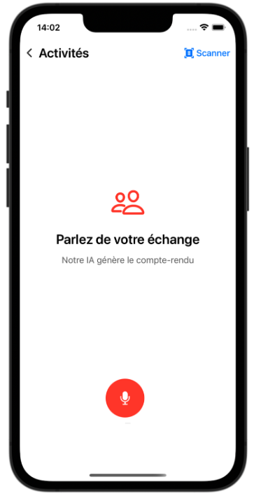 Écran d'enregistrement - Parlez de votre échange